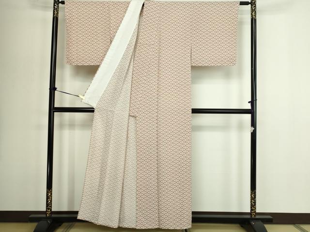 平和屋着物▽上質な小紋　単衣　網目文　正絹　逸品　DABG9580sf