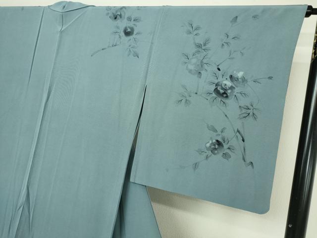 平和屋着物▽訪問着　単衣　刺繍　枝花文　正絹　逸品　DABG9584sf