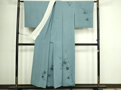 平和屋着物▽訪問着　単衣　刺繍　枝花文　正絹　逸品　DABG9584sf