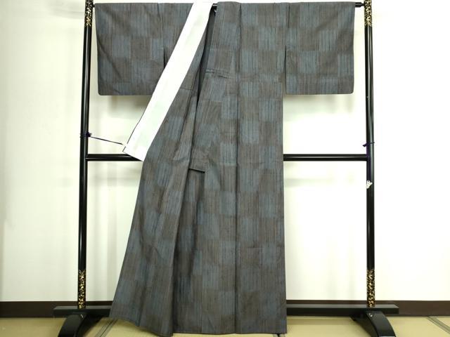 平和屋着物▽上質な紬　単衣　間道　正絹　逸品　DABG9587sf