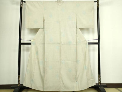 平和屋着物▽本塩沢　単衣　亀甲文　正絹　逸品　DABG9589sf