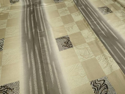 平和屋着物▽上質な小紋　単衣　玉つむぎ　流水文　暈し染め　金彩　反端付き　正絹　逸品　DABG9594sf