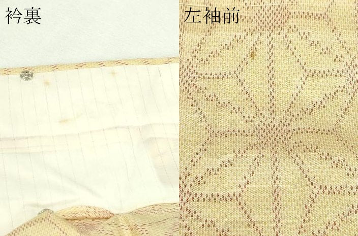 平和屋着物▽上質な紬　単衣　麻の葉文　正絹　逸品　DABG9610sf