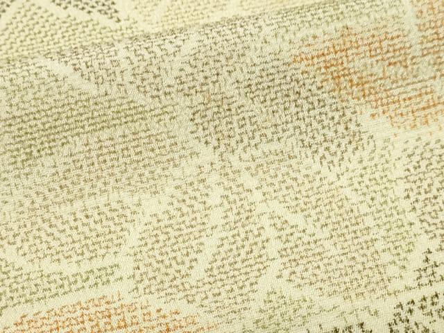 平和屋着物▽本塩沢　単衣　110亀甲　舞葉文　正絹　逸品　DABG9612sf