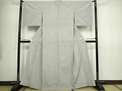 平和屋着物▽お召　単衣　本しぼ絣　絣文様　証紙付き　正絹　逸品　DABG9615sf