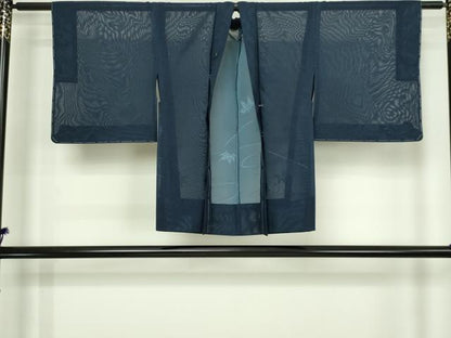 平和屋着物▽羽織　スリーシーズン　春夏秋　塵除け　流水舞葉文　正絹　逸品　DABG9618sf