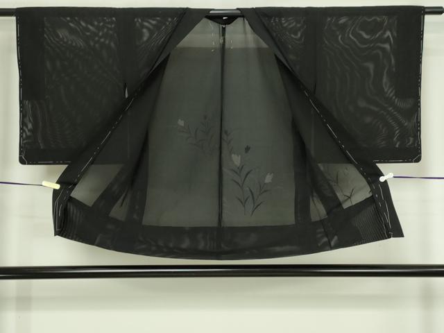 平和屋着物▽羽織　スリーシーズン　春夏秋　塵除け　枝花文　黒地　正絹　逸品　DABG9619sf