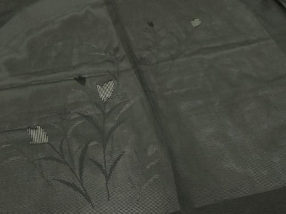 平和屋着物▽羽織　スリーシーズン　春夏秋　塵除け　枝花文　黒地　正絹　逸品　DABG9619sf