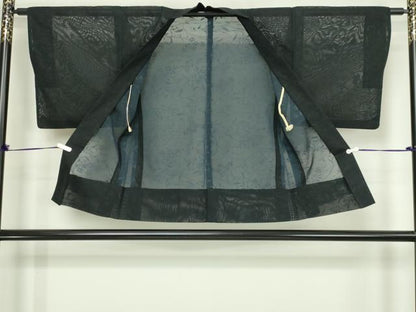 平和屋着物▽羽織　スリーシーズン　春夏秋　塵除け　枝花文　黒地　正絹　逸品　DABG9624sf