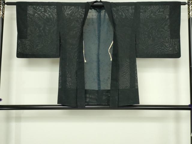 平和屋着物▽羽織　スリーシーズン　春夏秋　塵除け　枝花文　黒地　正絹　逸品　DABG9624sf