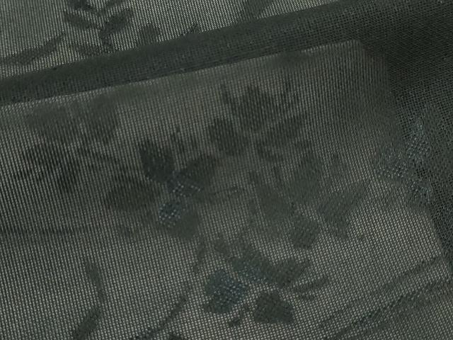 平和屋着物▽羽織　スリーシーズン　春夏秋　塵除け　枝花文　黒地　正絹　逸品　DABG9624sf