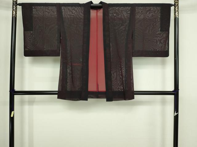 平和屋着物▽羽織　スリーシーズン　春夏秋　塵除け　重山文　黒地　正絹　逸品　DABG9625sf