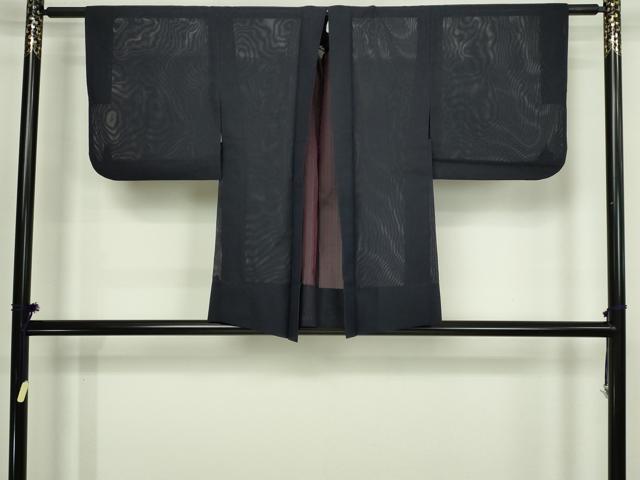平和屋着物▽羽織　スリーシーズン　春夏秋　塵除け　縞　青褐色　正絹　逸品　DABG9627sf