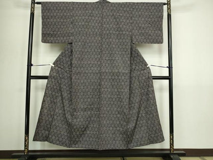 平和屋着物▽上質な紬　単衣　吉祥花文　正絹　逸品　DABG9632sf