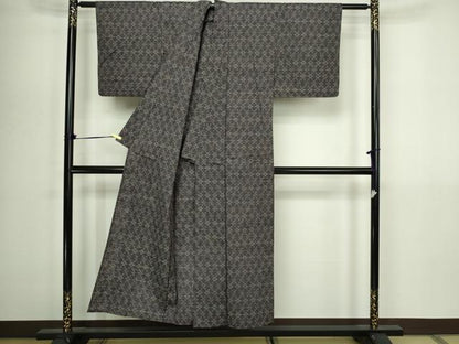平和屋着物▽上質な紬　単衣　吉祥花文　正絹　逸品　DABG9632sf