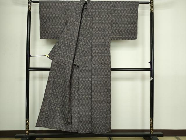 平和屋着物▽上質な紬　単衣　吉祥花文　正絹　逸品　DABG9632sf