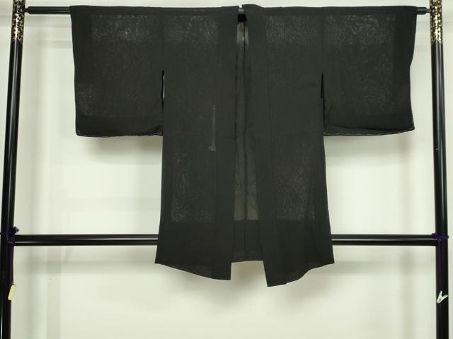 平和屋着物▽羽織　スリーシーズン　春夏秋　塵除け　草花紋紗　黒地　正絹　逸品　DABG9634sf