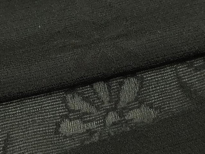 平和屋着物▽羽織　スリーシーズン　春夏秋　塵除け　草花紋紗　黒地　正絹　逸品　DABG9634sf