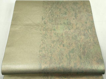 平和屋本店●六通柄袋帯　霞文　本金箔　金泥箔　正絹　逸品　DABG9673sf