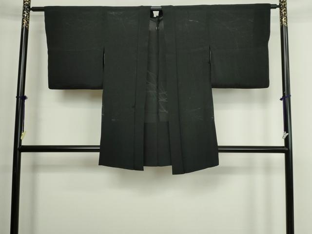 平和屋着物▽羽織　スリーシーズン　春夏秋　塵除け　枝花文　黒地　正絹　逸品　DABG9699sf
