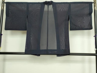 平和屋着物▽羽織　スリーシーズン　春夏秋　塵除け　藍鉄色　二重紗　正絹　逸品　DABG9701sf