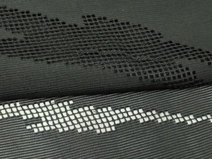 平和屋着物▽羽織　スリーシーズン　春夏秋　塵除け　草葉文　黒地　正絹　逸品　DABG9702sf