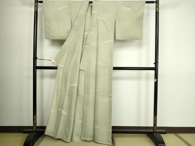 平和屋着物▽上質な小紋　単衣　地紋起こし　立波文　正絹　逸品　DABG9709sf