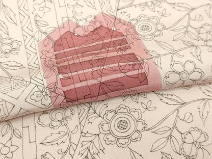 平和屋着物▽上質な小紋　単衣　更紗花文　正絹　逸品　DABG9719sf