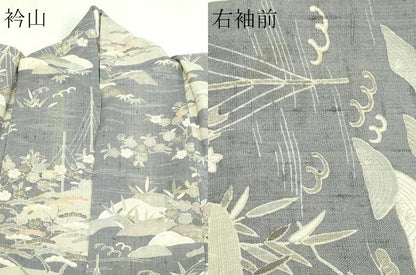平和屋着物▽染織の名門　しょうざん  生紬　訪問着　単衣　風景文　正絹　逸品　DABG9720sf