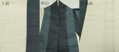 平和屋着物▽上質な紬　単衣　100亀甲　間道　正絹　逸品　DABG9722sf