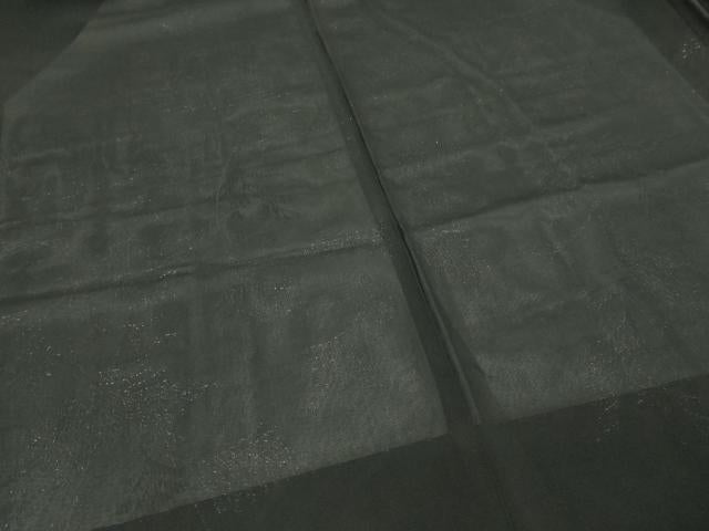 平和屋着物▽羽織　スリーシーズン　春夏秋　塵除け　枝葉文　黒地　銀糸　正絹　逸品　DABG9734sf