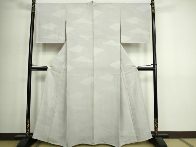 平和屋着物▽上質な色無地　単衣　松葉地紋　白菫色　正絹　逸品　DABG9735sf