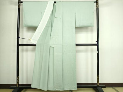 平和屋着物▽上質な色無地　単衣　霞地紋　薄雲鼠色　正絹　逸品　DABG9737sf