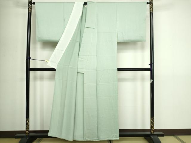 平和屋着物▽上質な色無地　単衣　霞地紋　薄雲鼠色　正絹　逸品　DABG9737sf