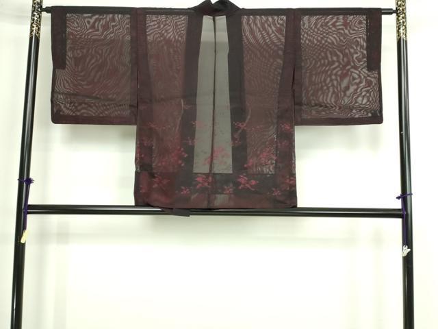 平和屋着物▽羽織　スリーシーズン　春夏秋　塵除け　流水草花文　正絹　逸品　DABG9739sf