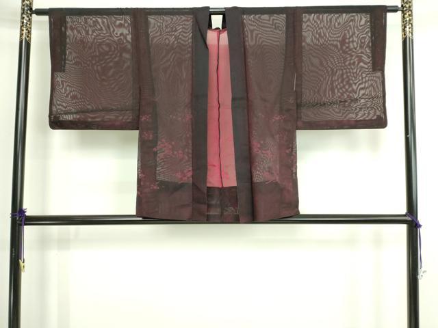 平和屋着物▽羽織　スリーシーズン　春夏秋　塵除け　流水草花文　正絹　逸品　DABG9739sf