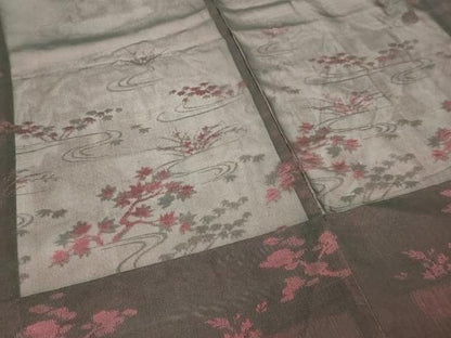 平和屋着物▽羽織　スリーシーズン　春夏秋　塵除け　流水草花文　正絹　逸品　DABG9739sf