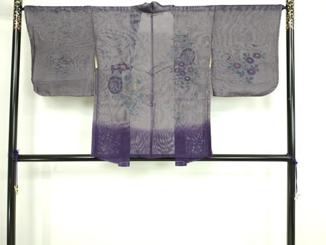 平和屋着物▽羽織　スリーシーズン　春夏秋　塵除け　無双　紗袷　紗×紗　御所車花文　銀彩　正絹　逸品　DABG9740sf