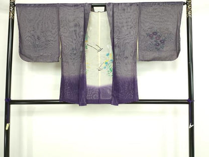 平和屋着物▽羽織　スリーシーズン　春夏秋　塵除け　無双　紗袷　紗×紗　御所車花文　銀彩　正絹　逸品　DABG9740sf
