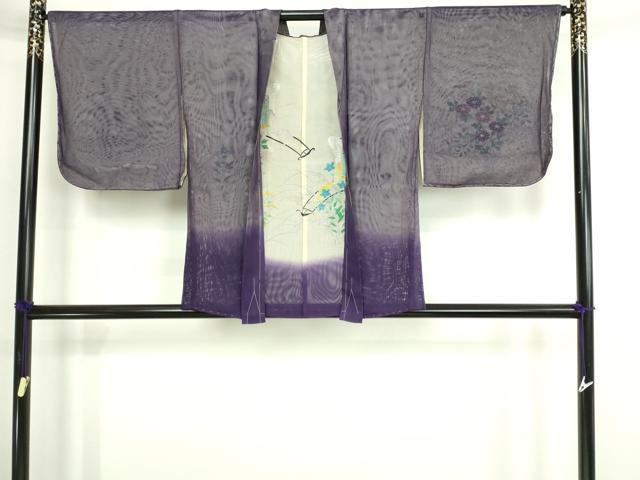 平和屋着物▽羽織　スリーシーズン　春夏秋　塵除け　無双　紗袷　紗×紗　御所車花文　銀彩　正絹　逸品　DABG9740sf