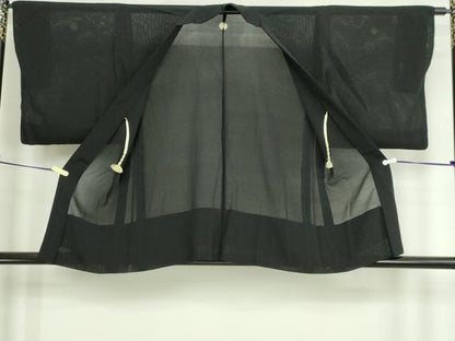 平和屋着物▽羽織　スリーシーズン　春夏秋　塵除け　黒色　黒地　正絹　逸品　DABG9745sf
