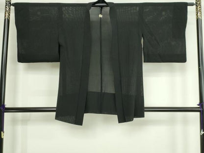 平和屋着物▽羽織　スリーシーズン　春夏秋　塵除け　黒色　黒地　正絹　逸品　DABG9745sf