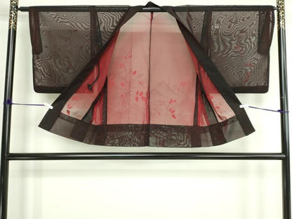 平和屋着物▽羽織　スリーシーズン　春夏秋　塵除け　枝葉文　正絹　逸品　DABG9746sf