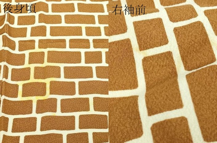 平和屋着物▽男性　小紋　単衣　石畳文　正絹　逸品　DABG9747sf