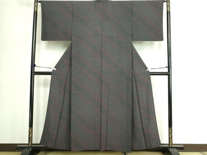 平和屋着物▽上質な小紋　単衣　花間道　正絹　逸品　DABG9754sf