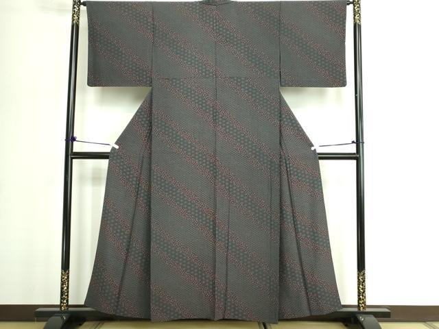 平和屋着物▽上質な小紋　単衣　花間道　正絹　逸品　DABG9754sf