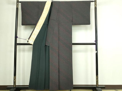 平和屋着物▽上質な小紋　単衣　花間道　正絹　逸品　DABG9754sf