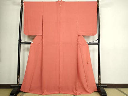 平和屋着物▽上質な色無地　単衣　作家物　真赭色　やまと誂製　正絹　逸品　未使用　DABG9763sf