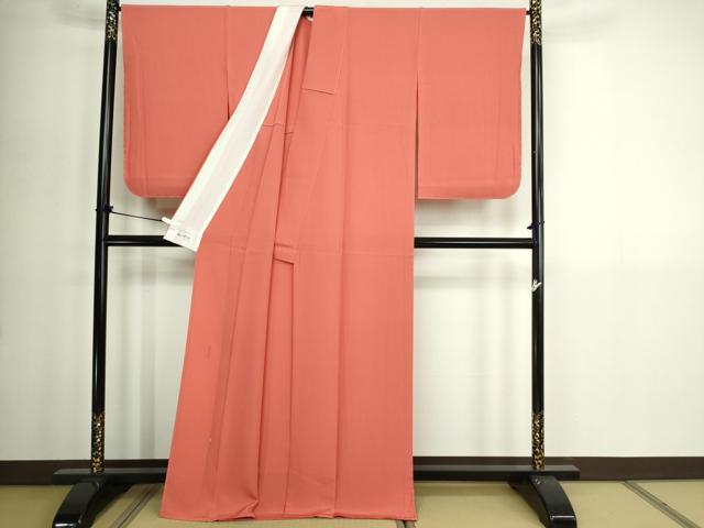平和屋着物▽上質な色無地　単衣　作家物　真赭色　やまと誂製　正絹　逸品　未使用　DABG9763sf