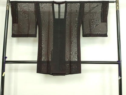 平和屋着物▽道行コート　スリーシーズン　春夏秋　塵除け　二重紗　縞　正絹　逸品　DABG9779sf